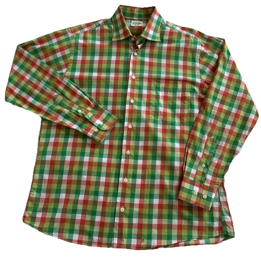 Gitman Bros Pastel Plaid Oxford Button Down Shirt-Men’s L-Made in USA Casual